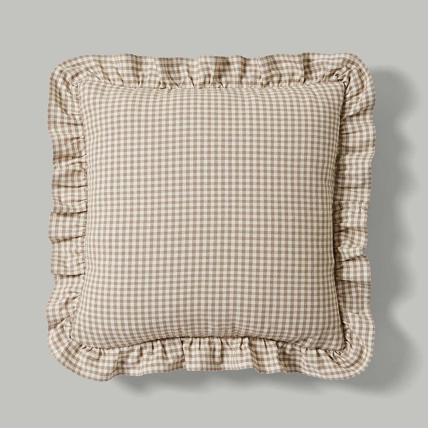 Gingham Frill Cotton Square Cushion Cover