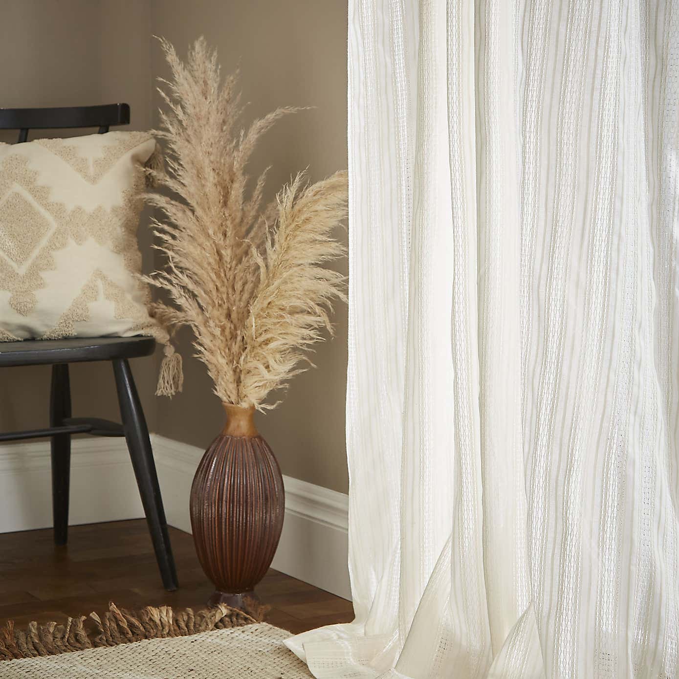 Pineapple Elephant Zofia Broderie Anglaise Slot Top Voile Curtain Panel