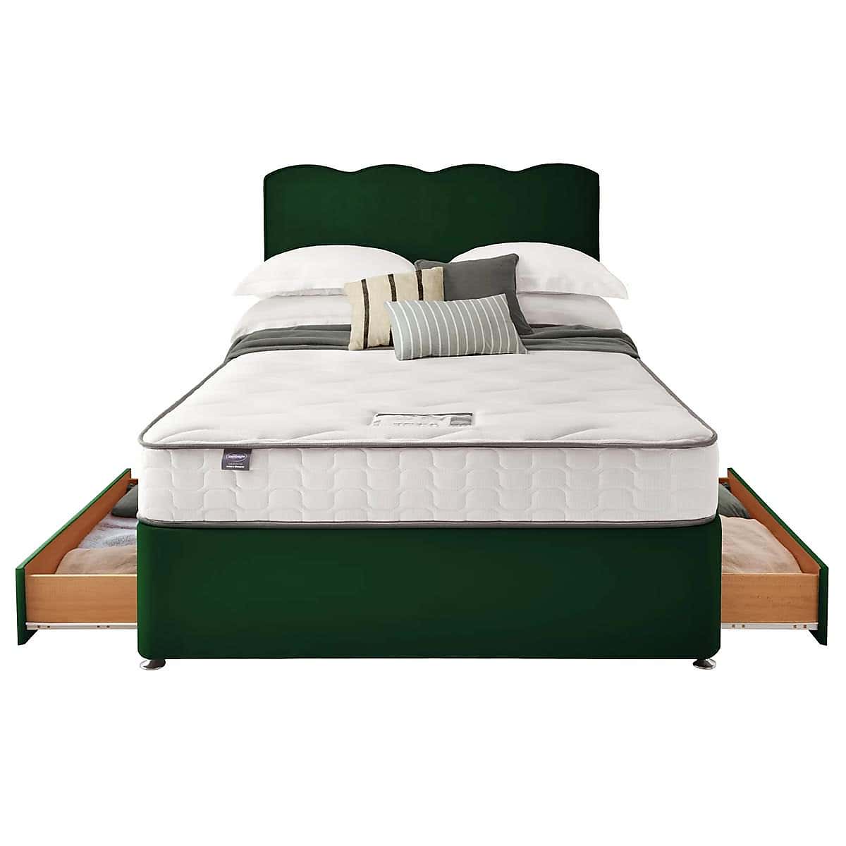 Silentnight 2 Drawer Divan Bed With Velvet Wave Headboard