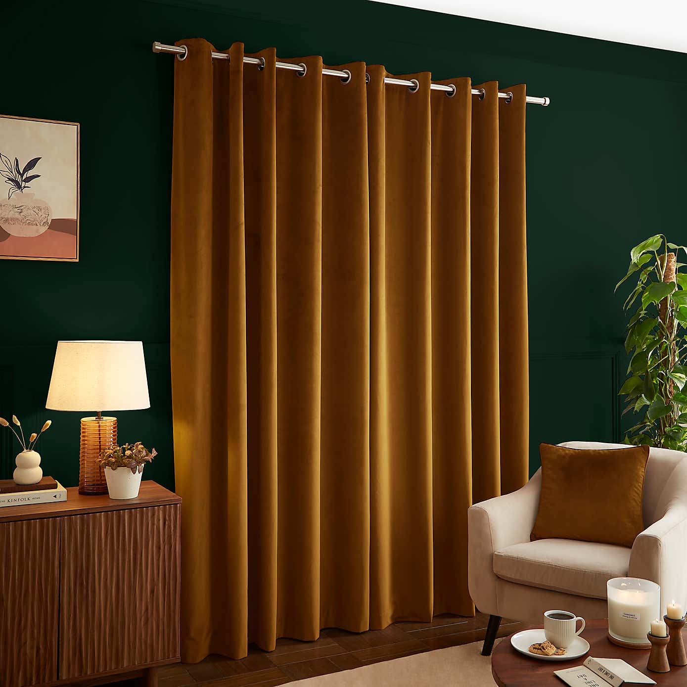 Recycled Velour Eyelet Curtains