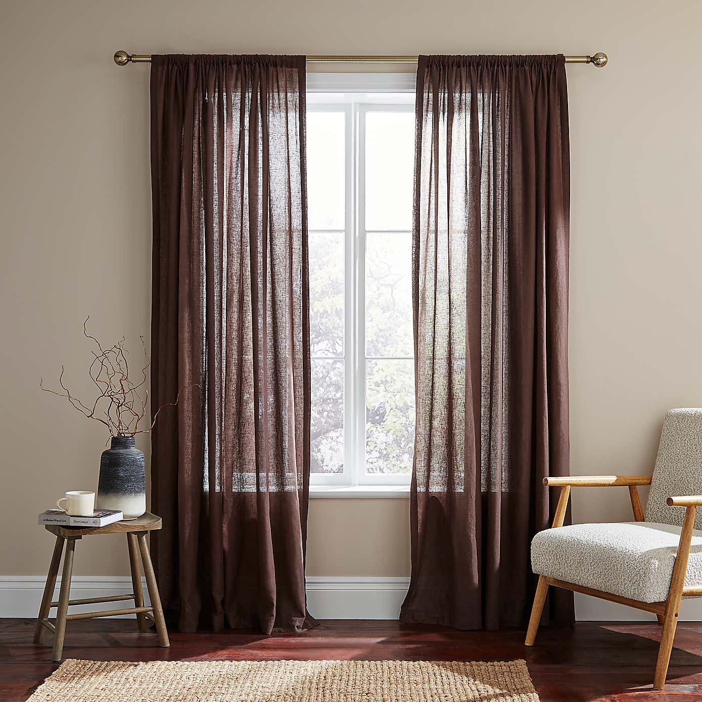Cotton Linen Slot Top Voile Curtains