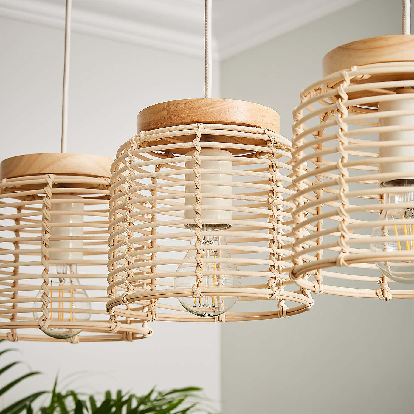 Emil Rattan 3 Light Diner Ceiling Light