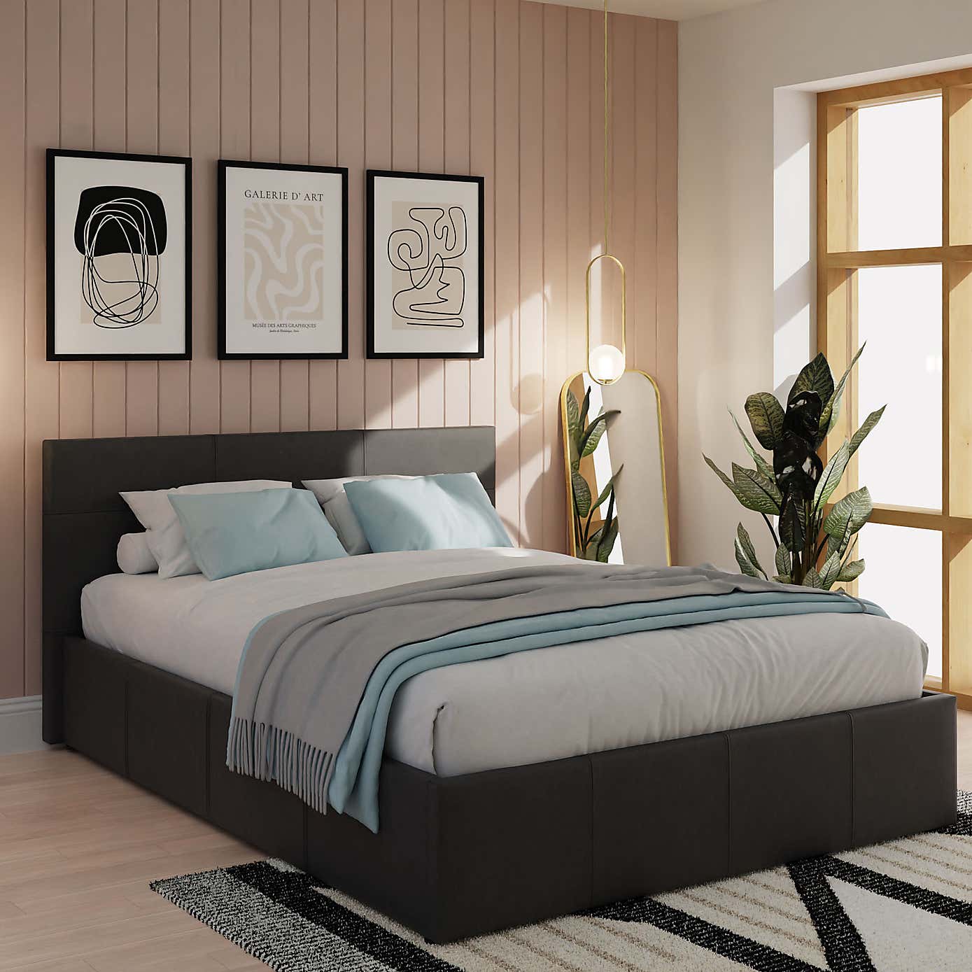 Toronto Black Faux Leather Ottoman Bedstead