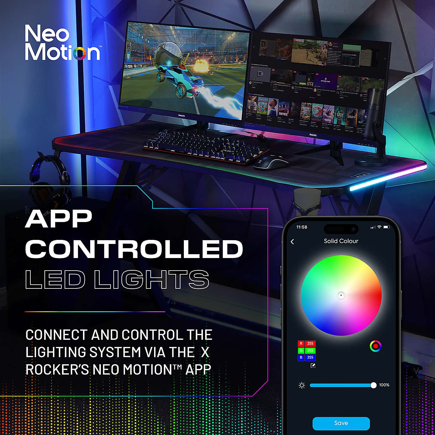 X Rocker Lumio XL LED Gaming Desk