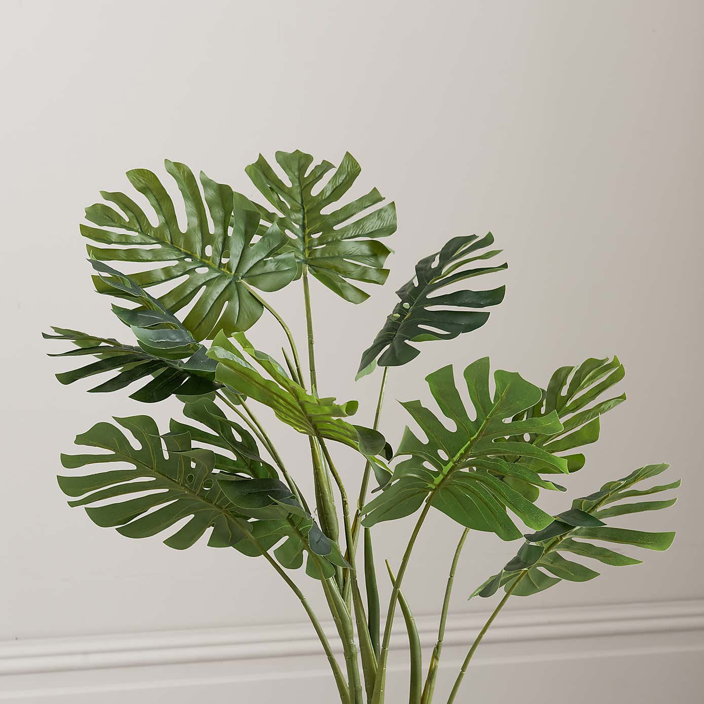 Artificial Cheese Plant in Black Plant Pot