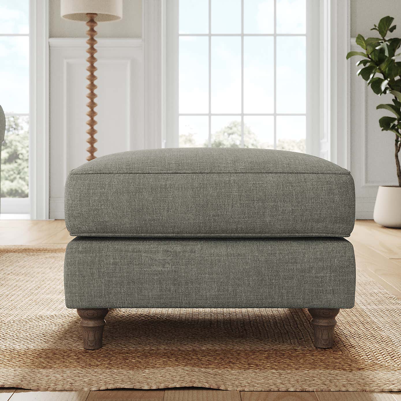 Flori Footstool, Tonal Plush Chenille