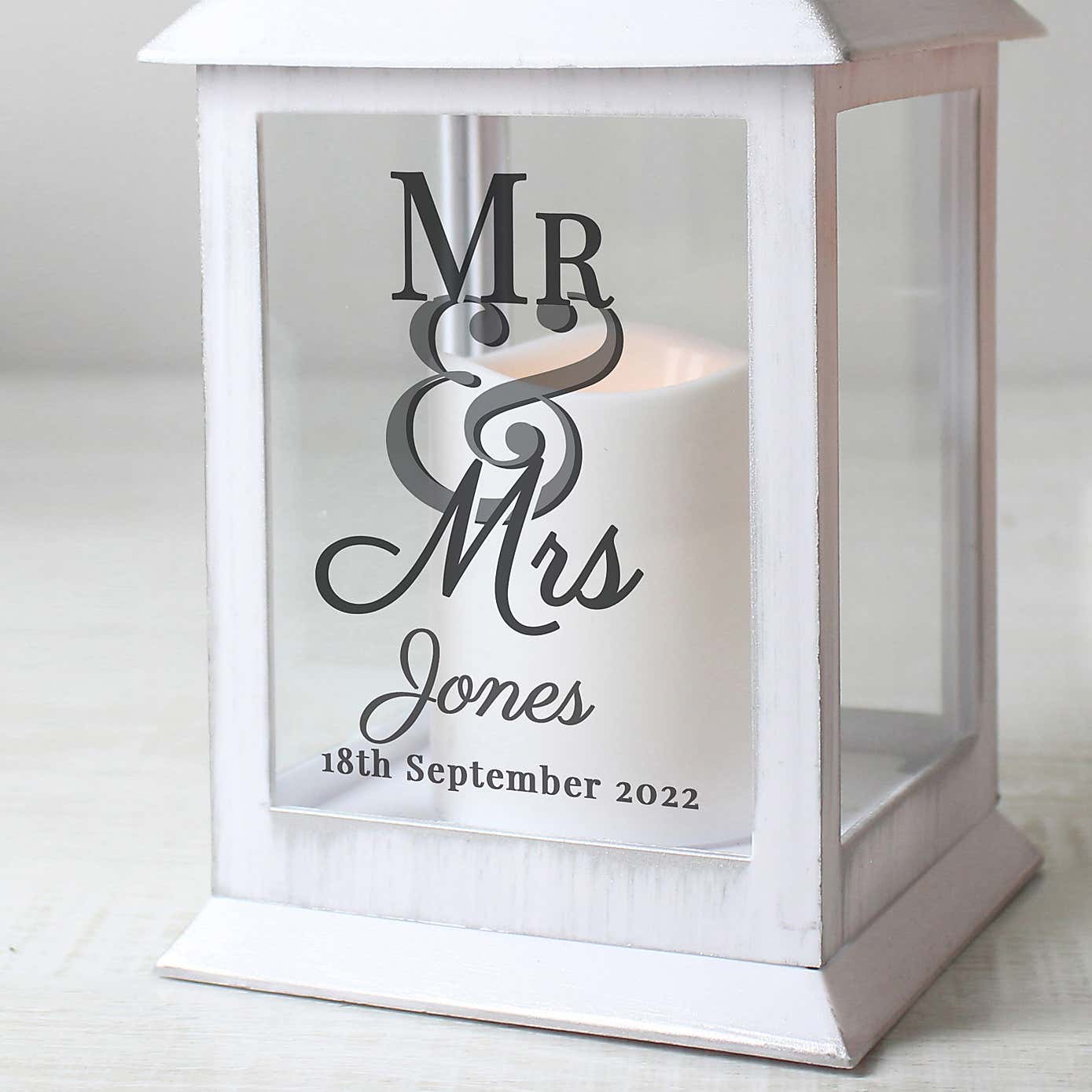 Personalised Mr and Mrs White Lantern