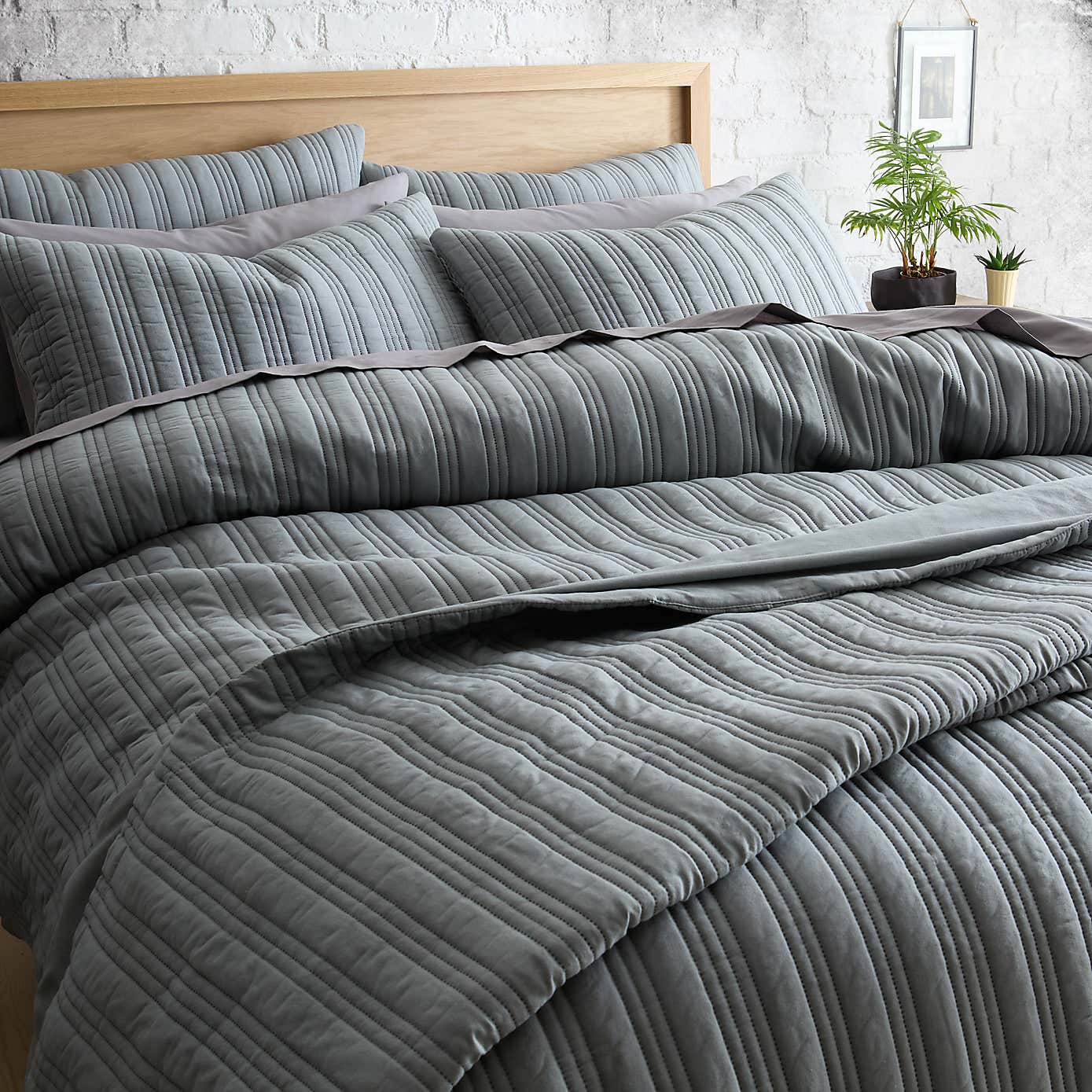 Arthur Stripe Grey Standard Pillowcase Pair