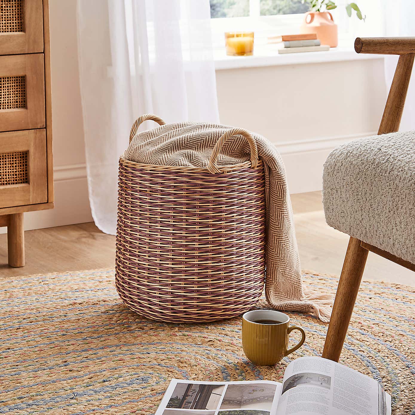 Round Woven Rattan Basket