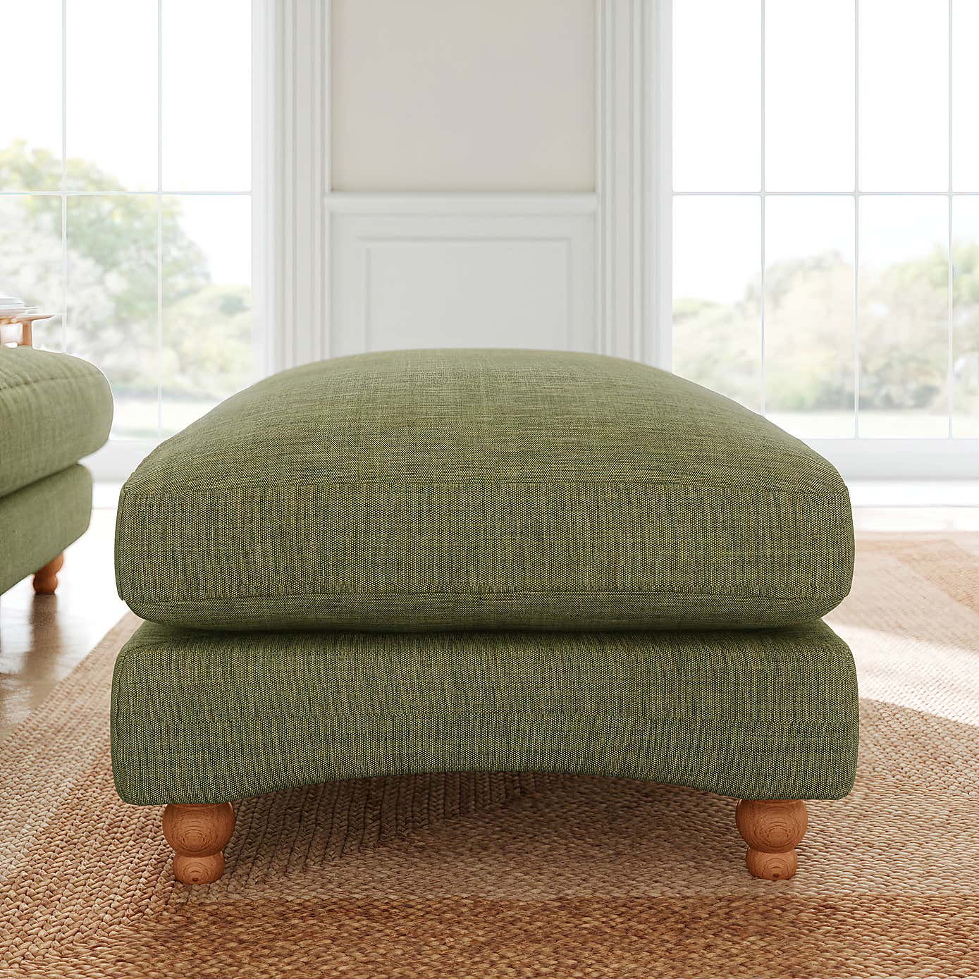 Martha Slub Faux Linen Footstool
