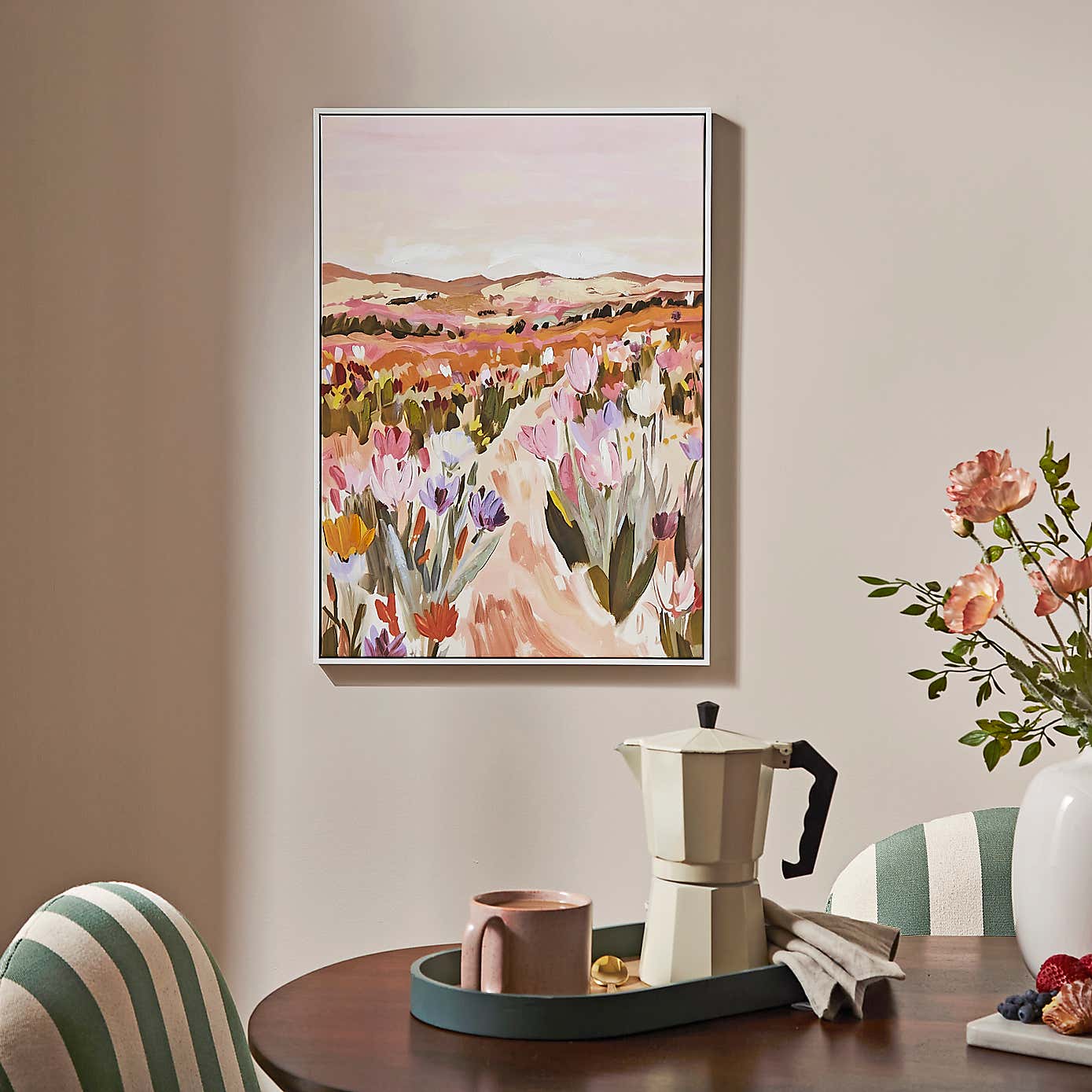 Tulip Fields Hand Finished Framed Canvas