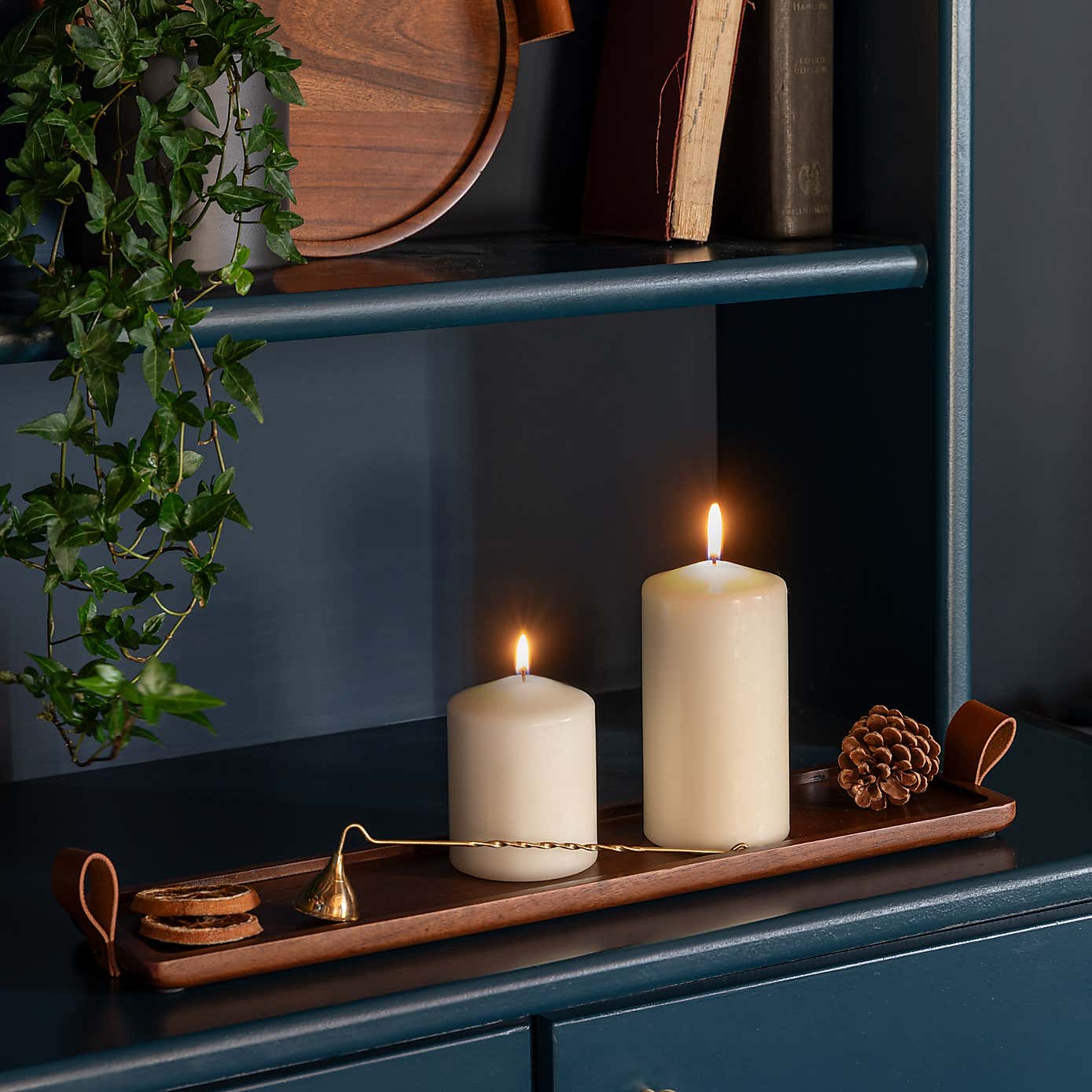 Harvey Walnut Wooden Rectangle Candle Tray