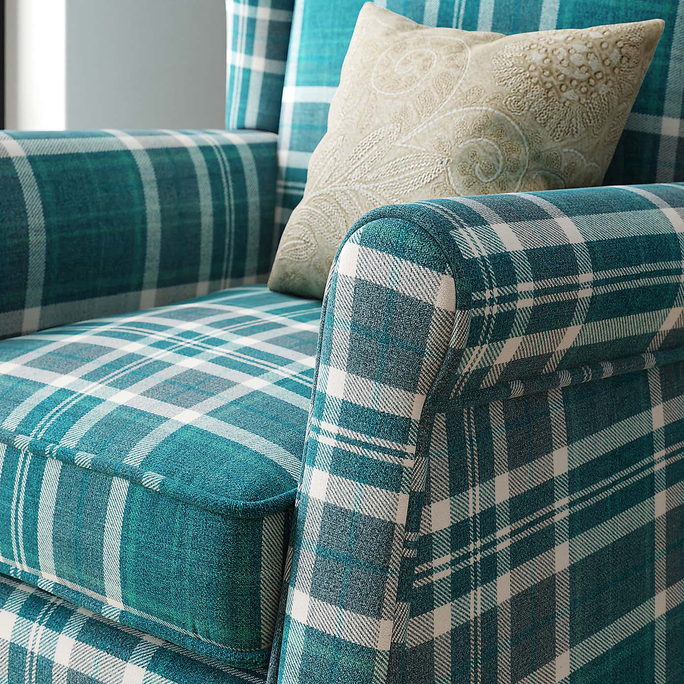 Oswald Check Wingback Armchair