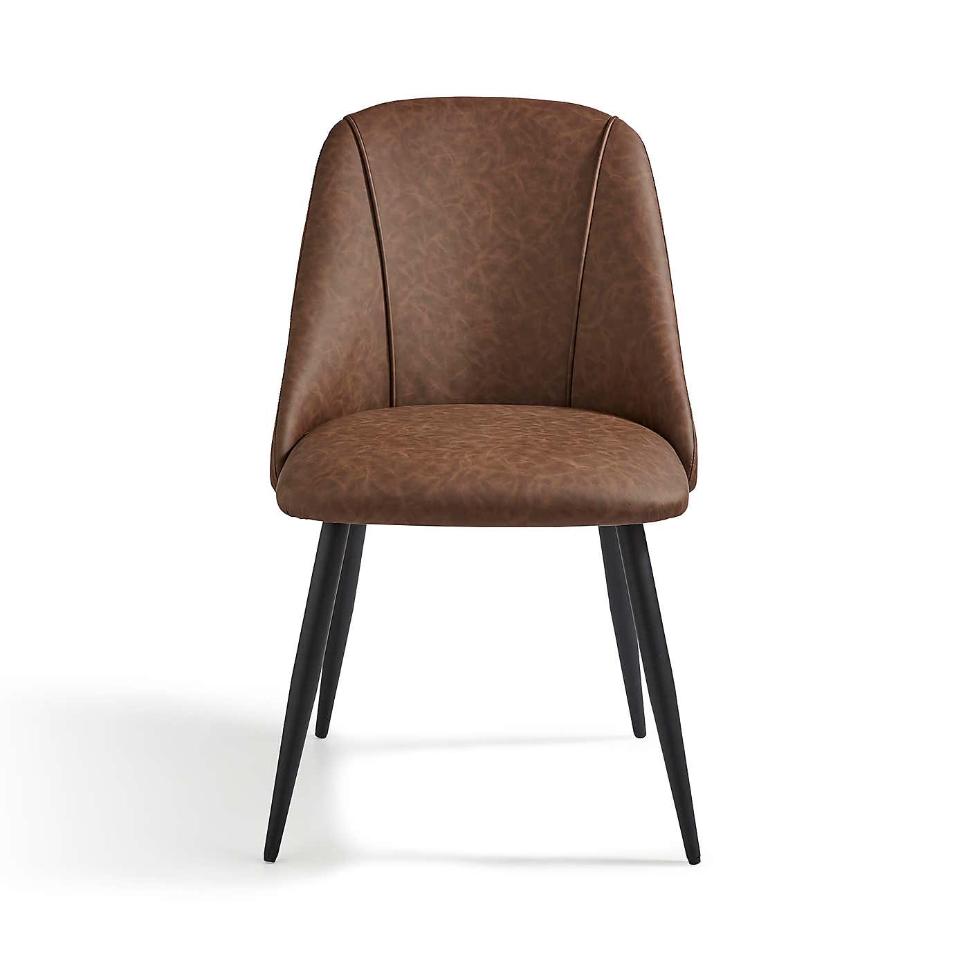 Luna Set of 2 Dining Chairs, Brown Faux Leather