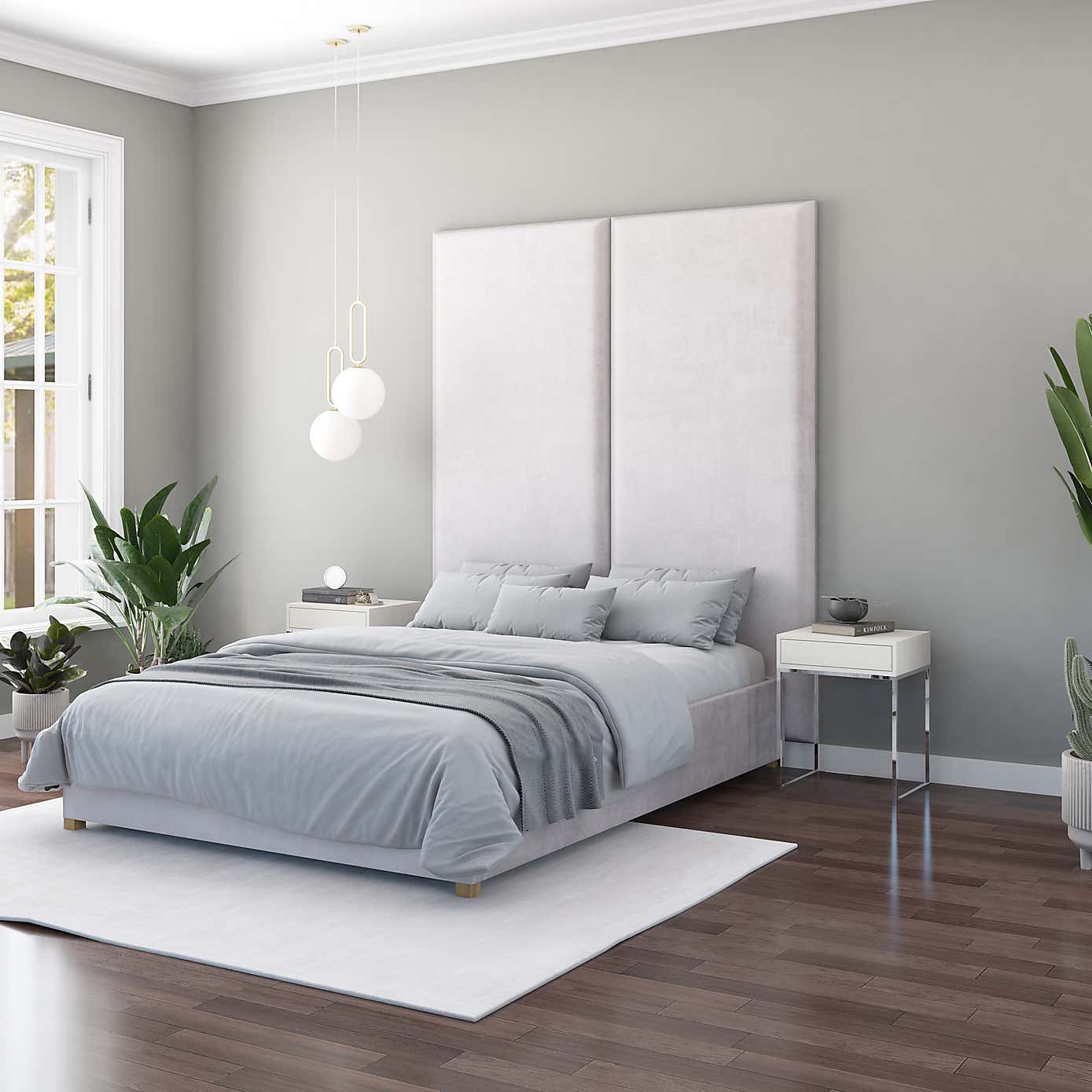 Hanging Wall Panel Dual Mount Plush Velvet Headboard