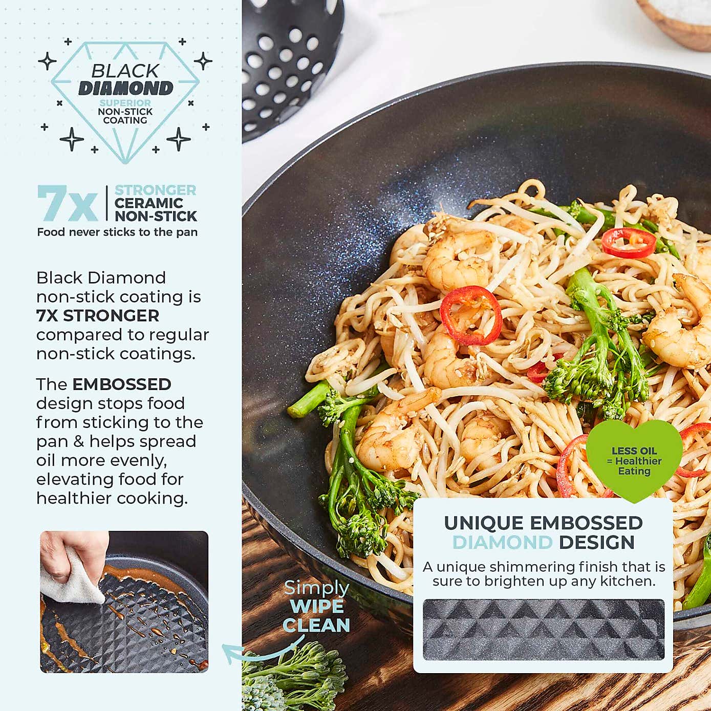 Tower Diamo 28cm Ceramic Wok