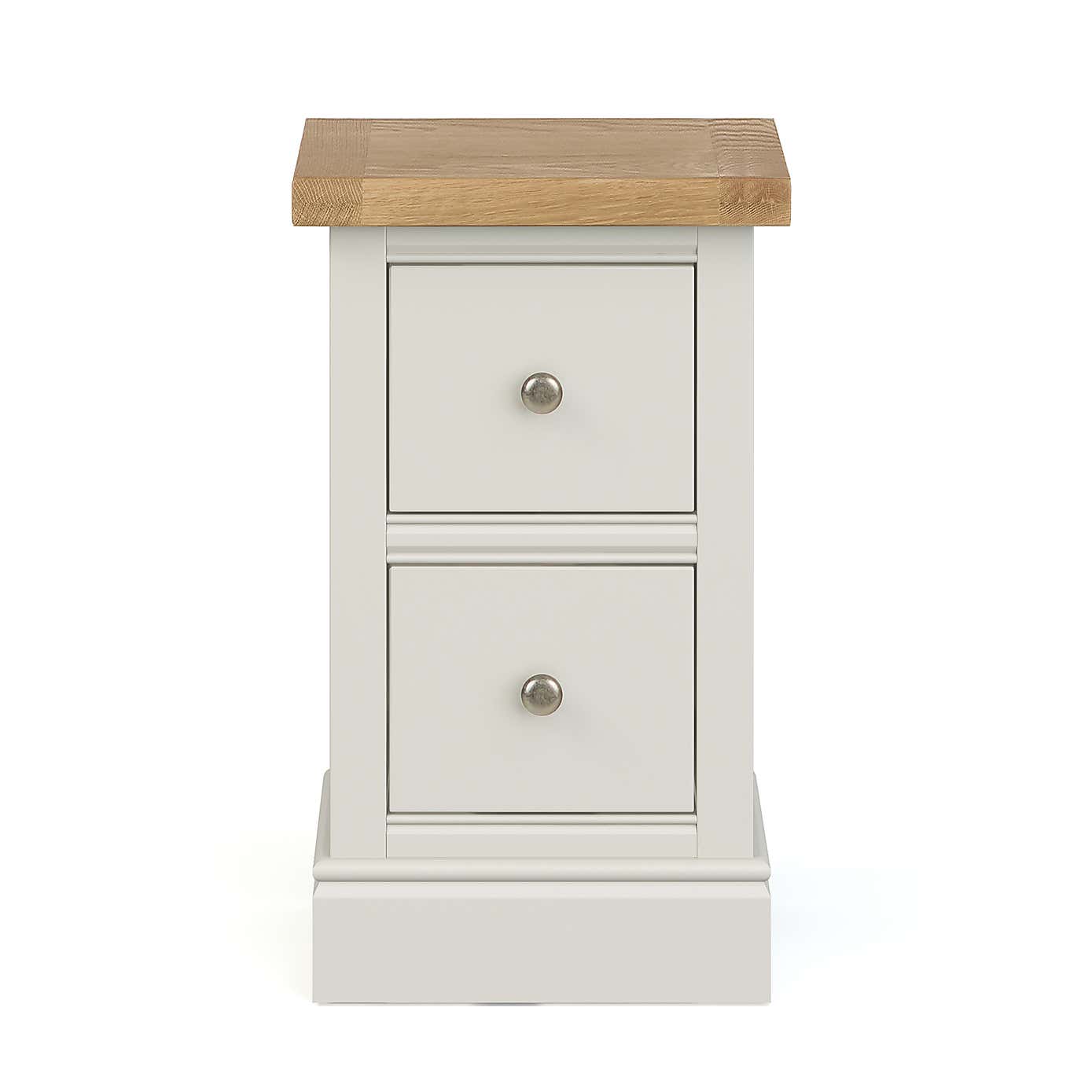 Compton 2 Drawer Slim Bedside Table, Oak