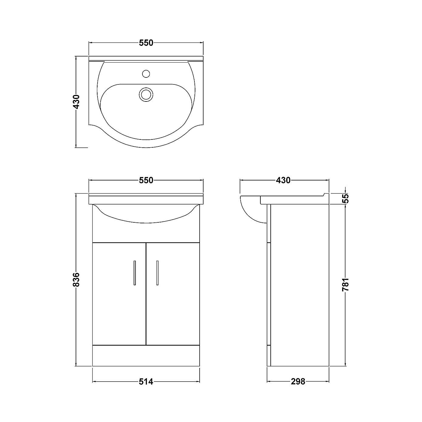 Mayford 2 Door Vanity Unit with Round Basin