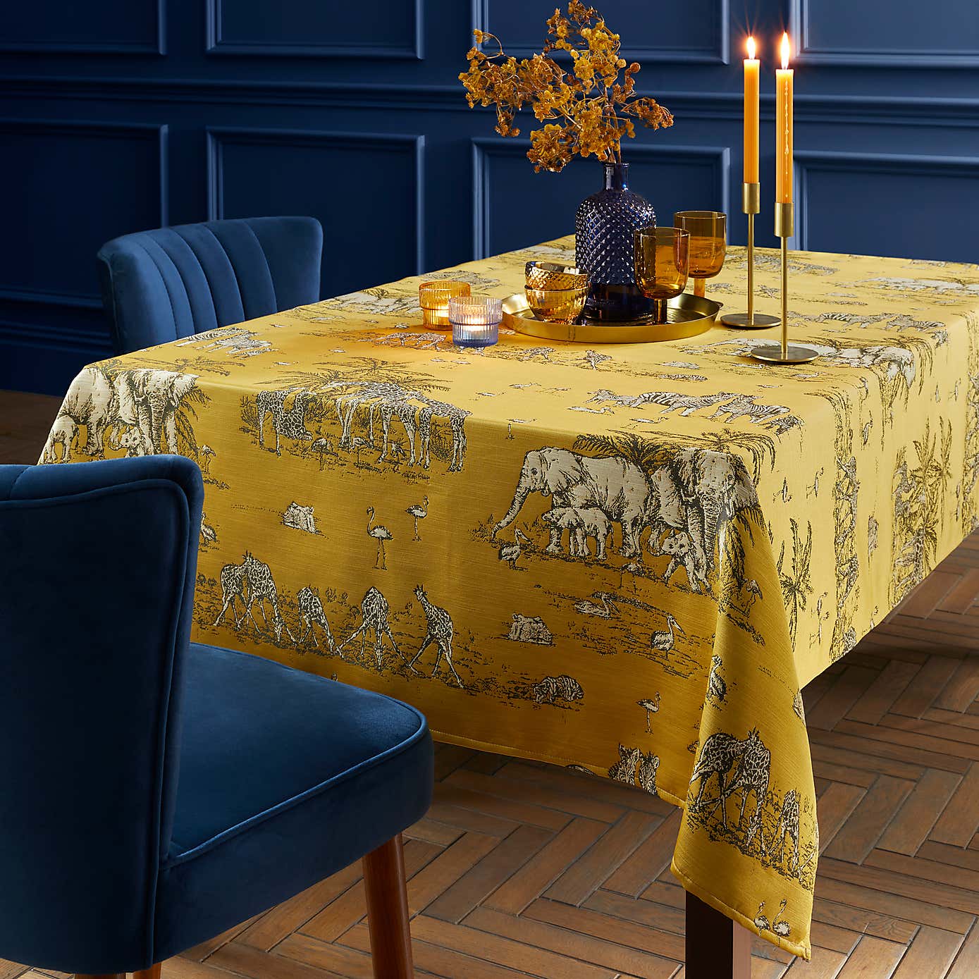 Animal Ochre Jacquard Tablecloth