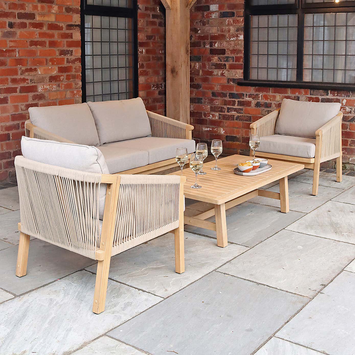 A.Mir 4 Seater Outdoor Double Lounger Set