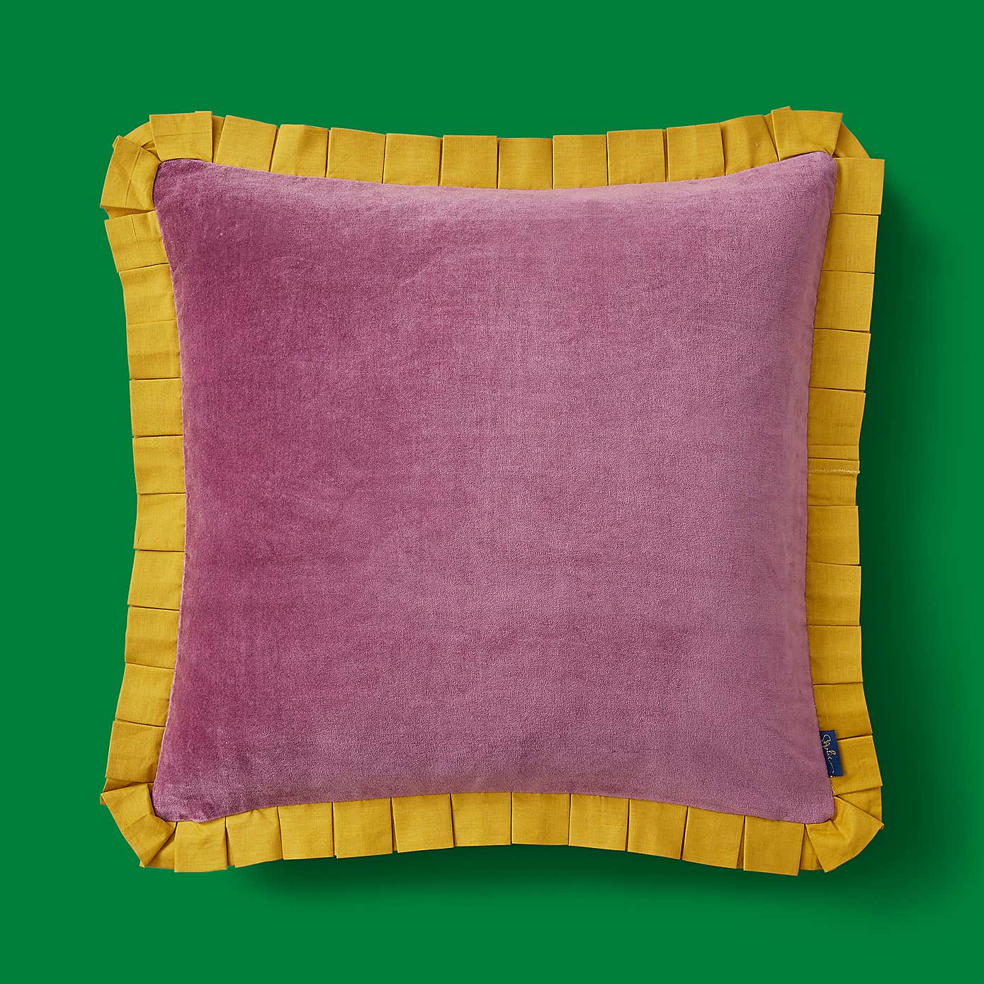 Sophie Robinson Velvet Box Pleat Cotton Square Cushion