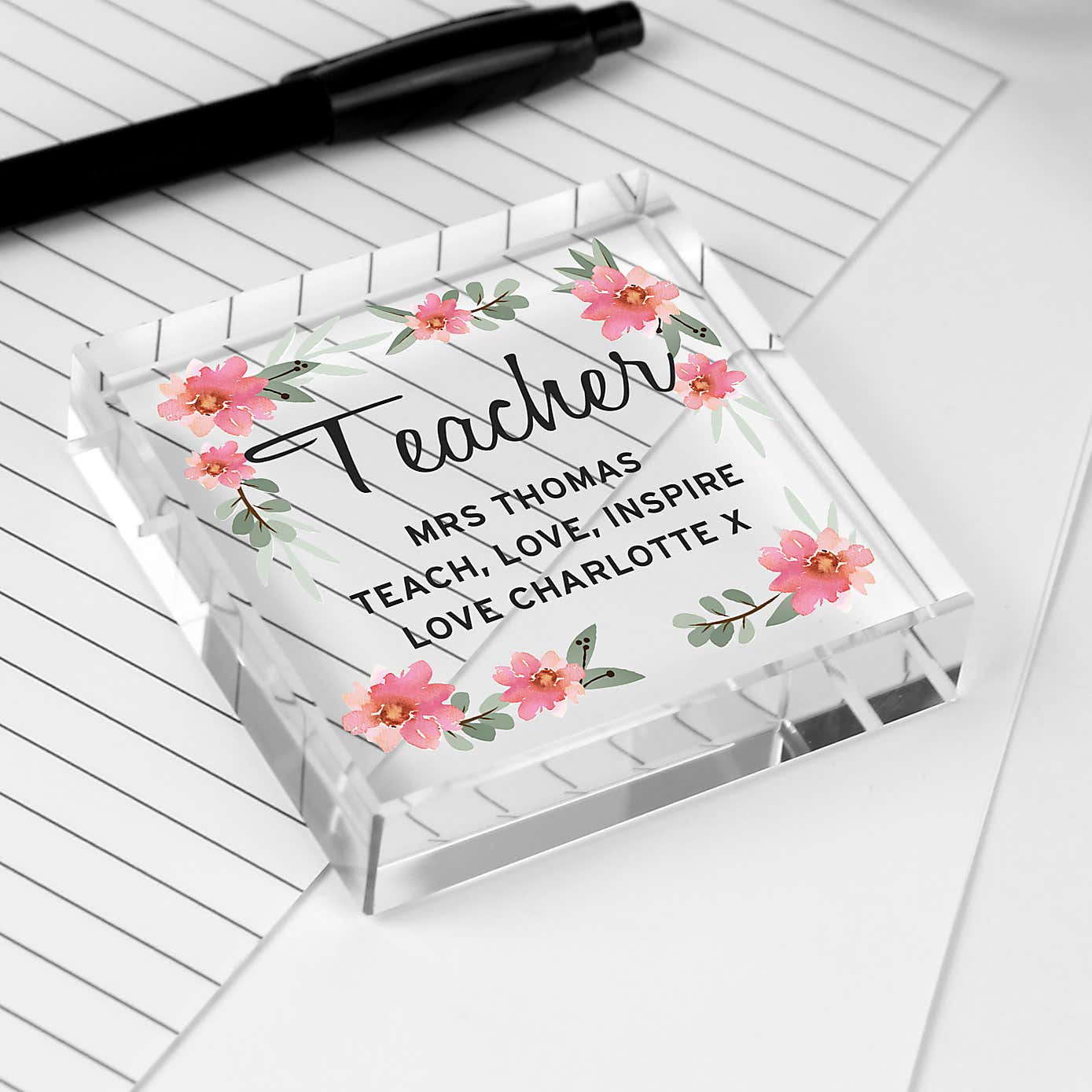 Personalised Floral Sentimental Crystal Token