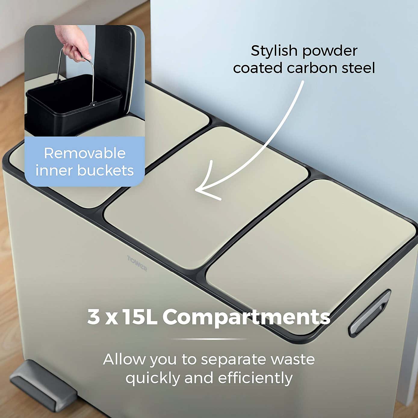 Tower 45L Recycling Pedal Bin