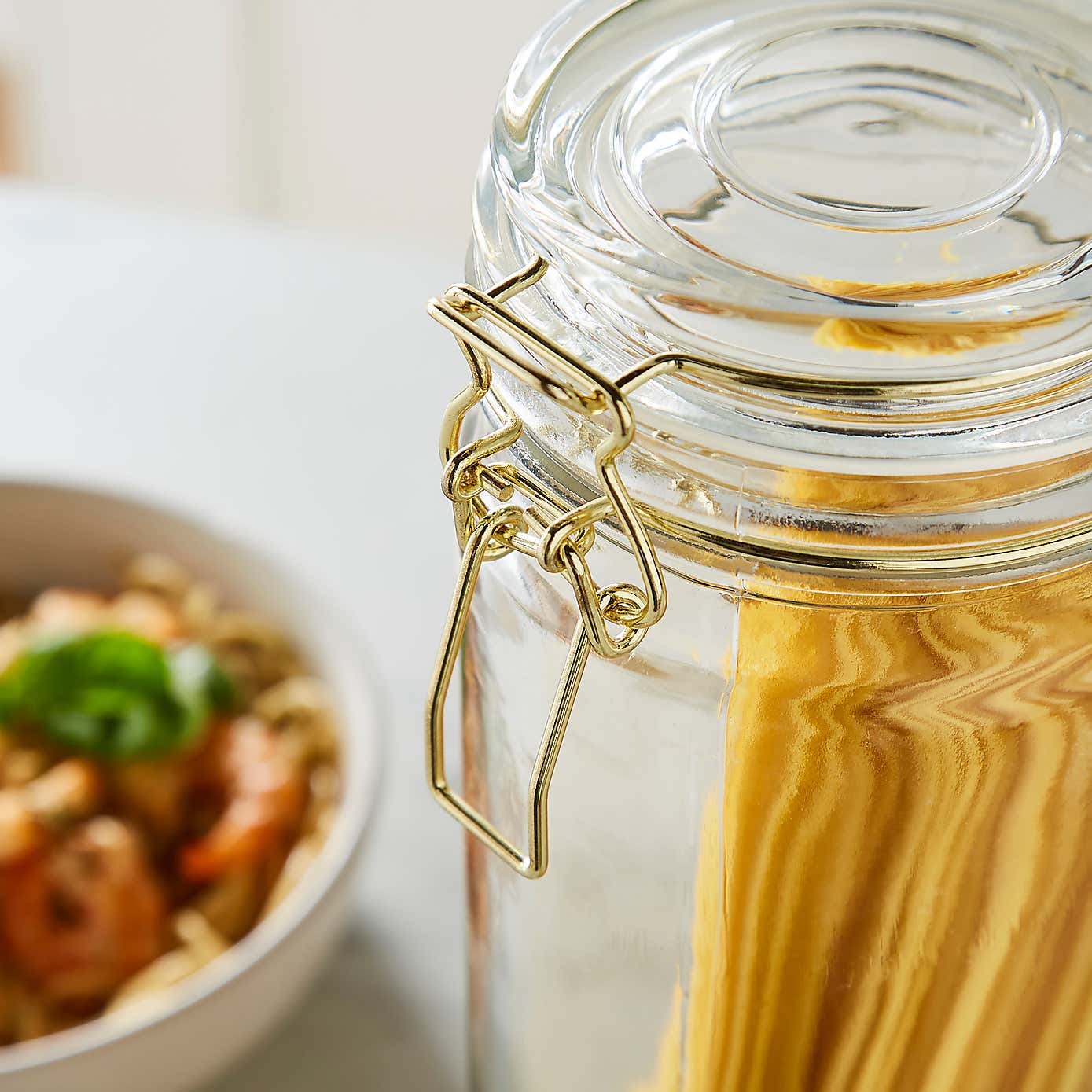 Glass Jar with Gold Clip Lid