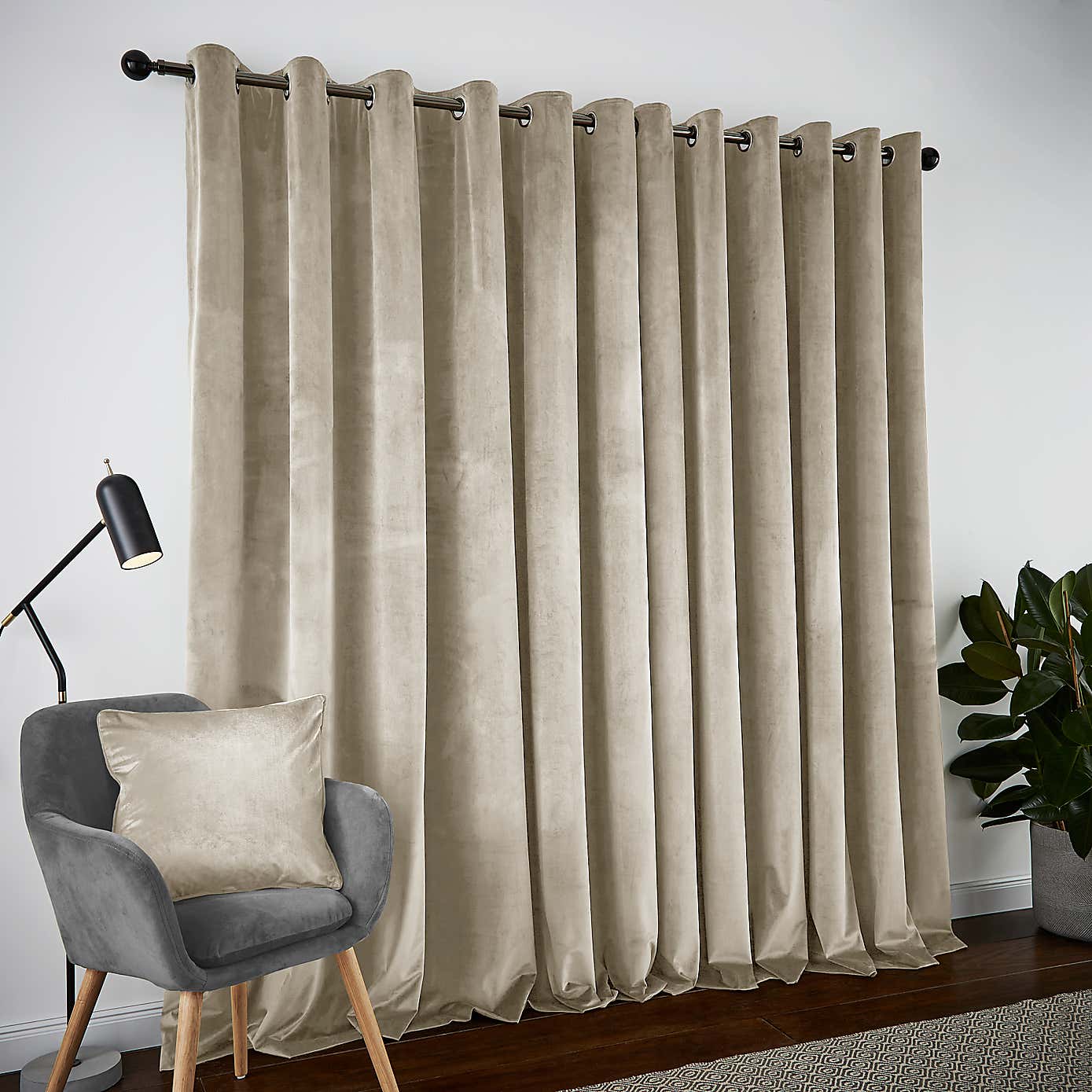 Recycled Velour Eyelet Curtains
