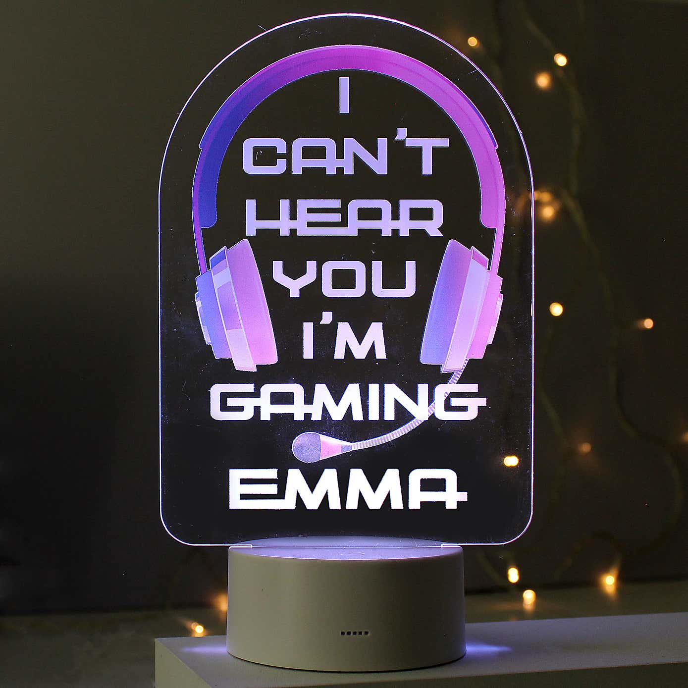 Personalised Pink Gaming Colour Changing Night LED Light