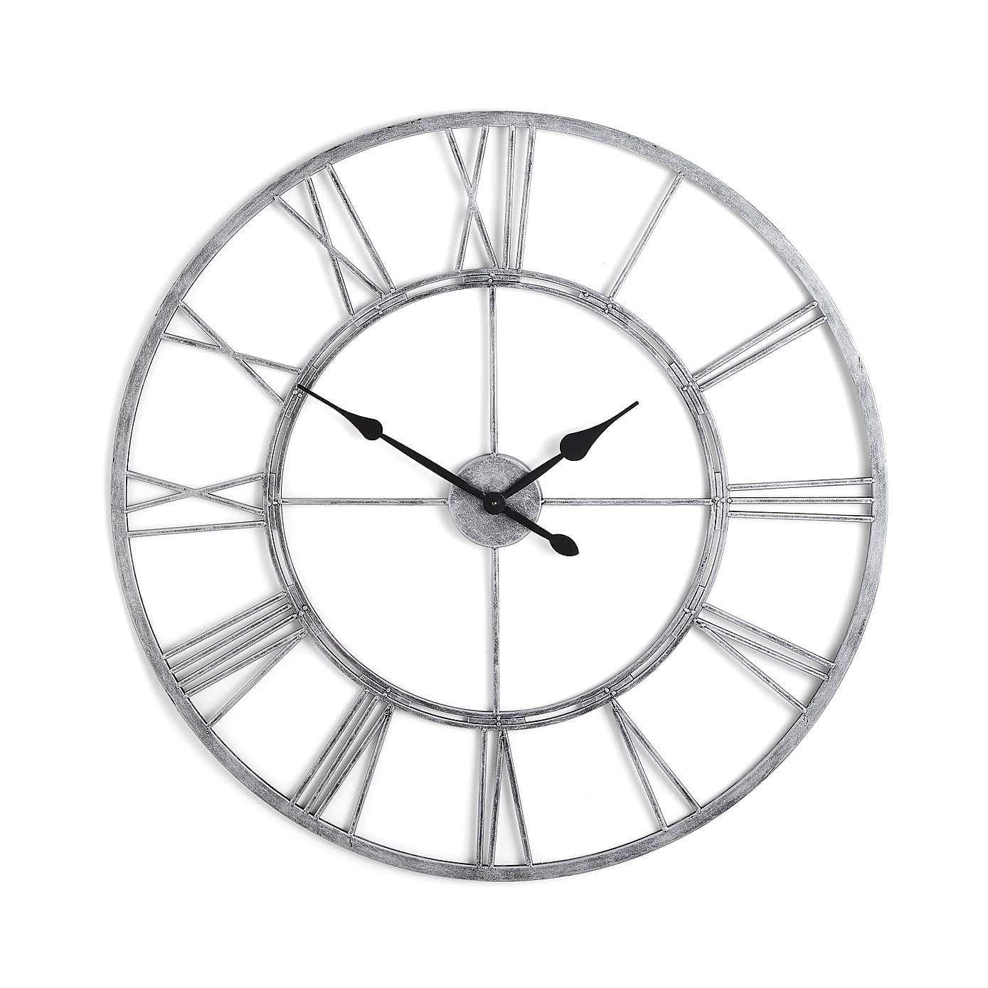 Indoor Outdoor Skeleton Clock 100cm Chrome