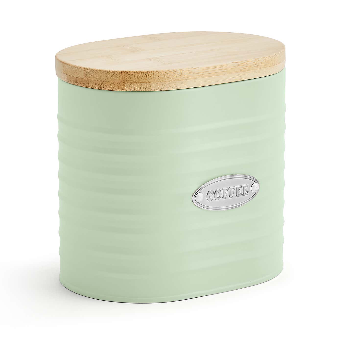 Metal Coffee Canister with Badge Sage