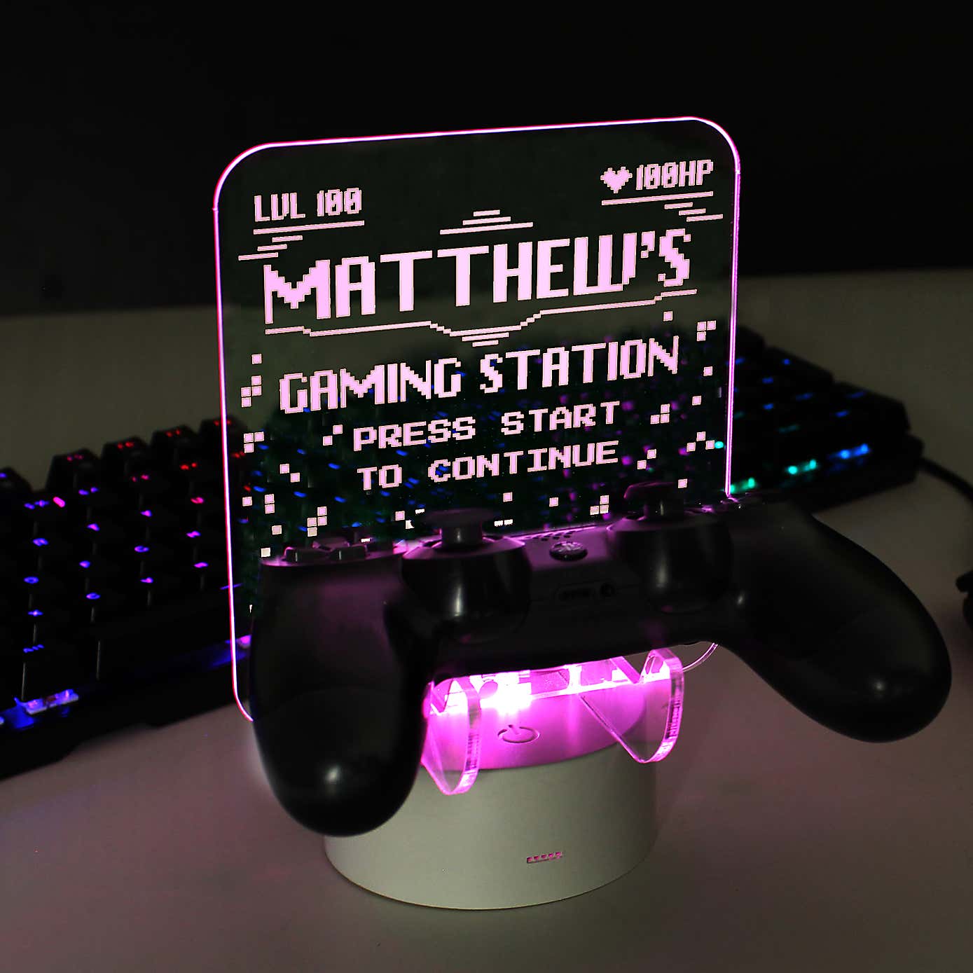 Personalised Gaming Controller Holder Colour Changing LED Light