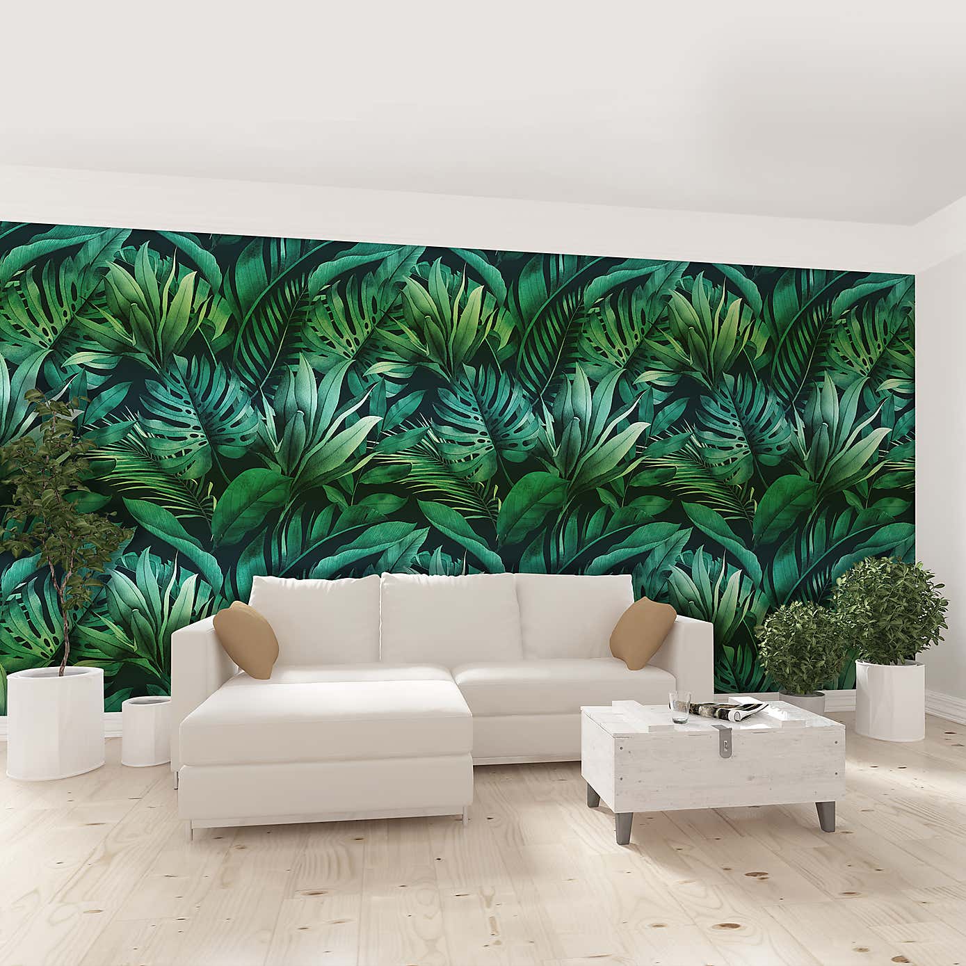Tropical Leaves Green Mural