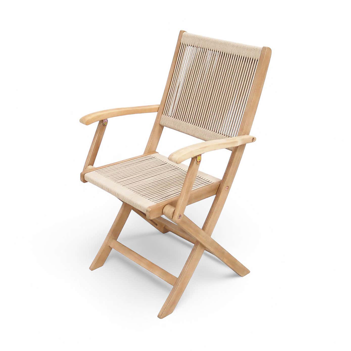 A.Mir London Square Folding Outdoor Dining Set with 2 Rope Chairs