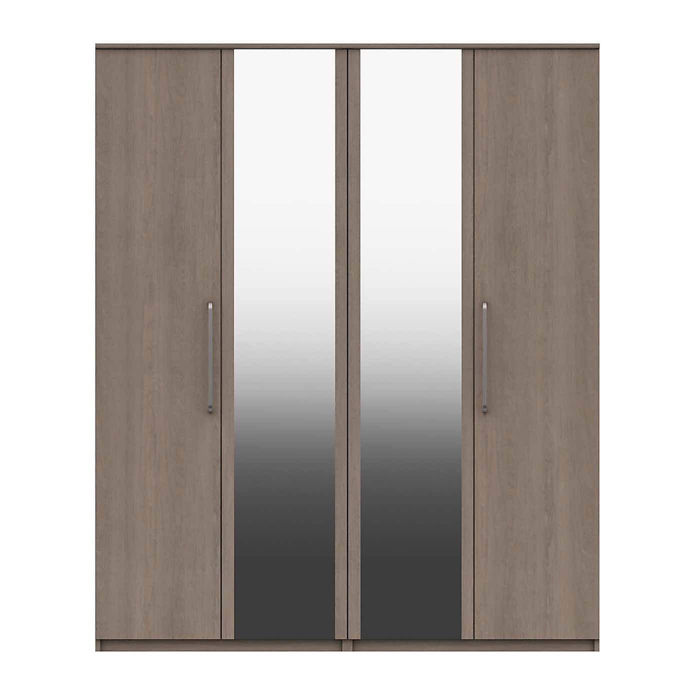 Parker Grey 4 Door Mirrored Wardrobe