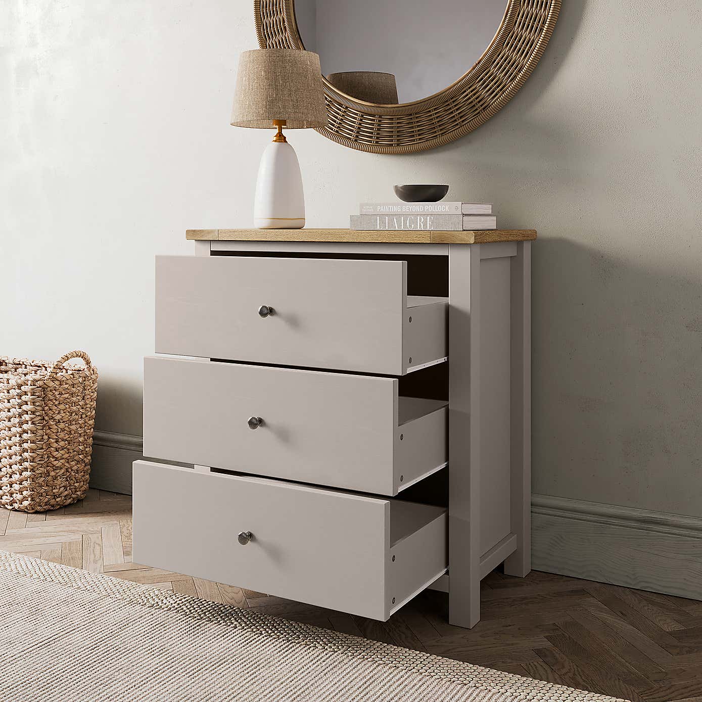 Olney 3 Drawer Chest Stone