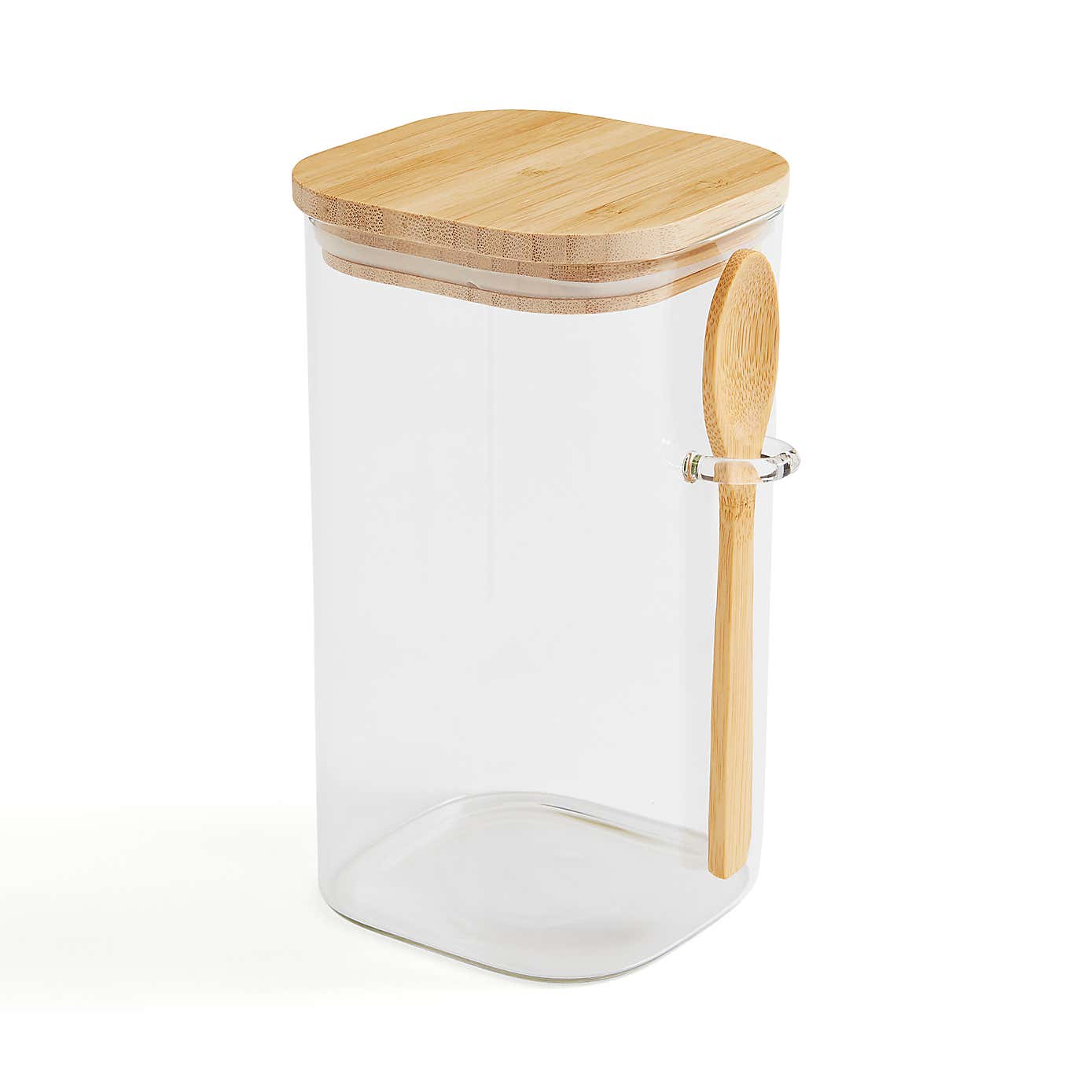 Glass Square Jar with Spoon