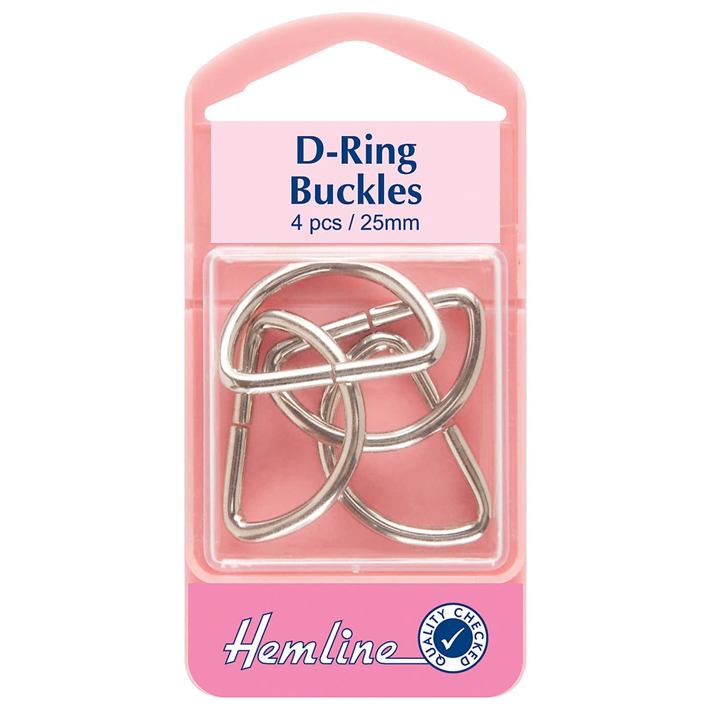 Hemline Metal D-Rings Nickel Silver 25mm
