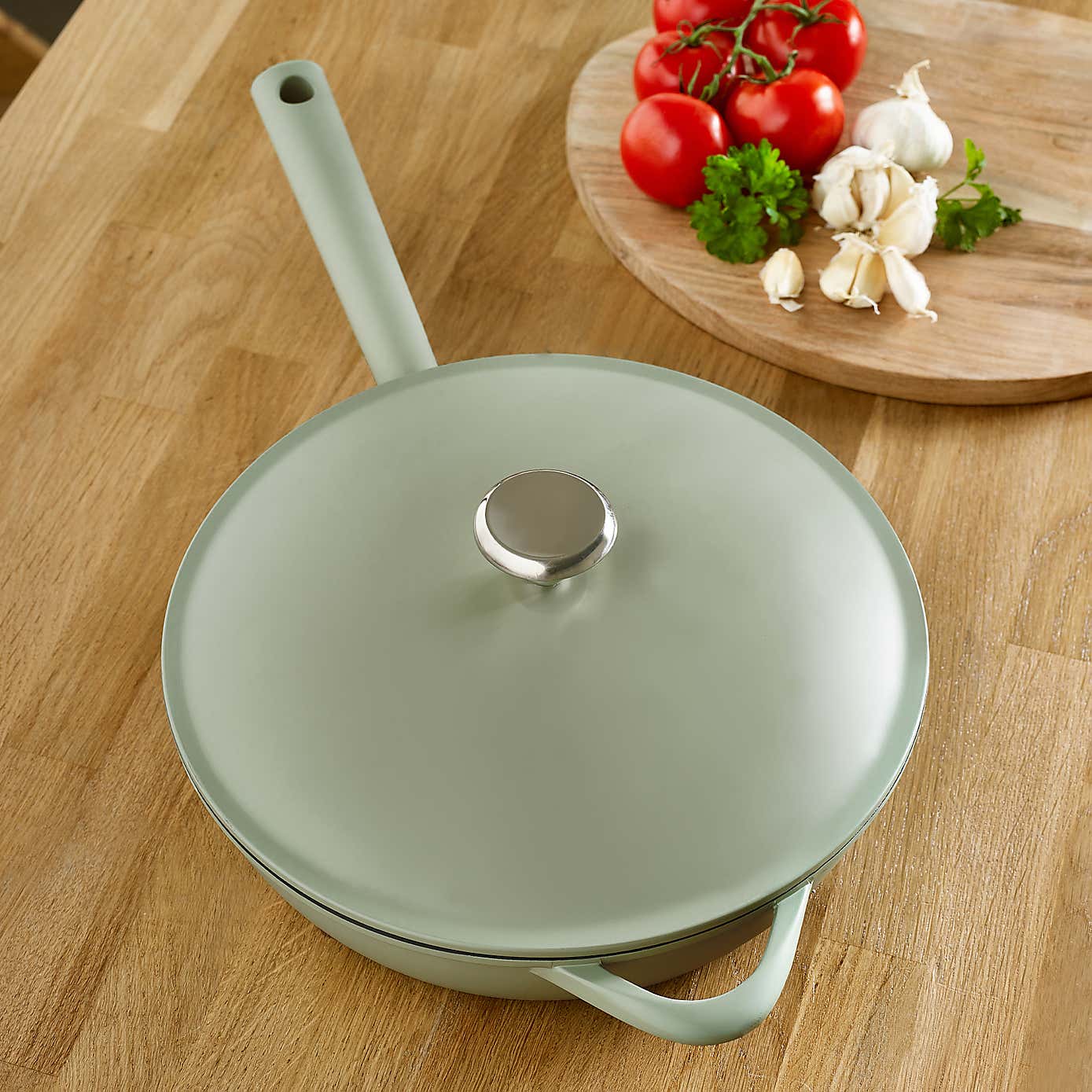 Cast Aluminium Deep Fry Pan 28cm With Lid Green