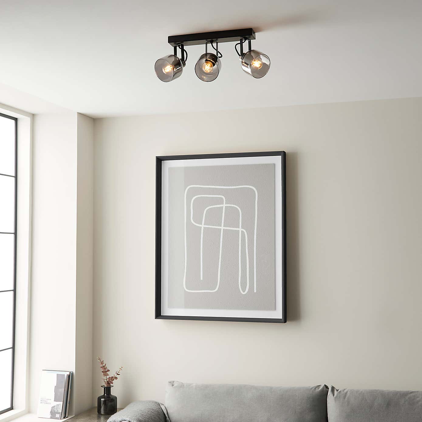 Palazzo 3 Light Smoked Glass Spotlight Bar