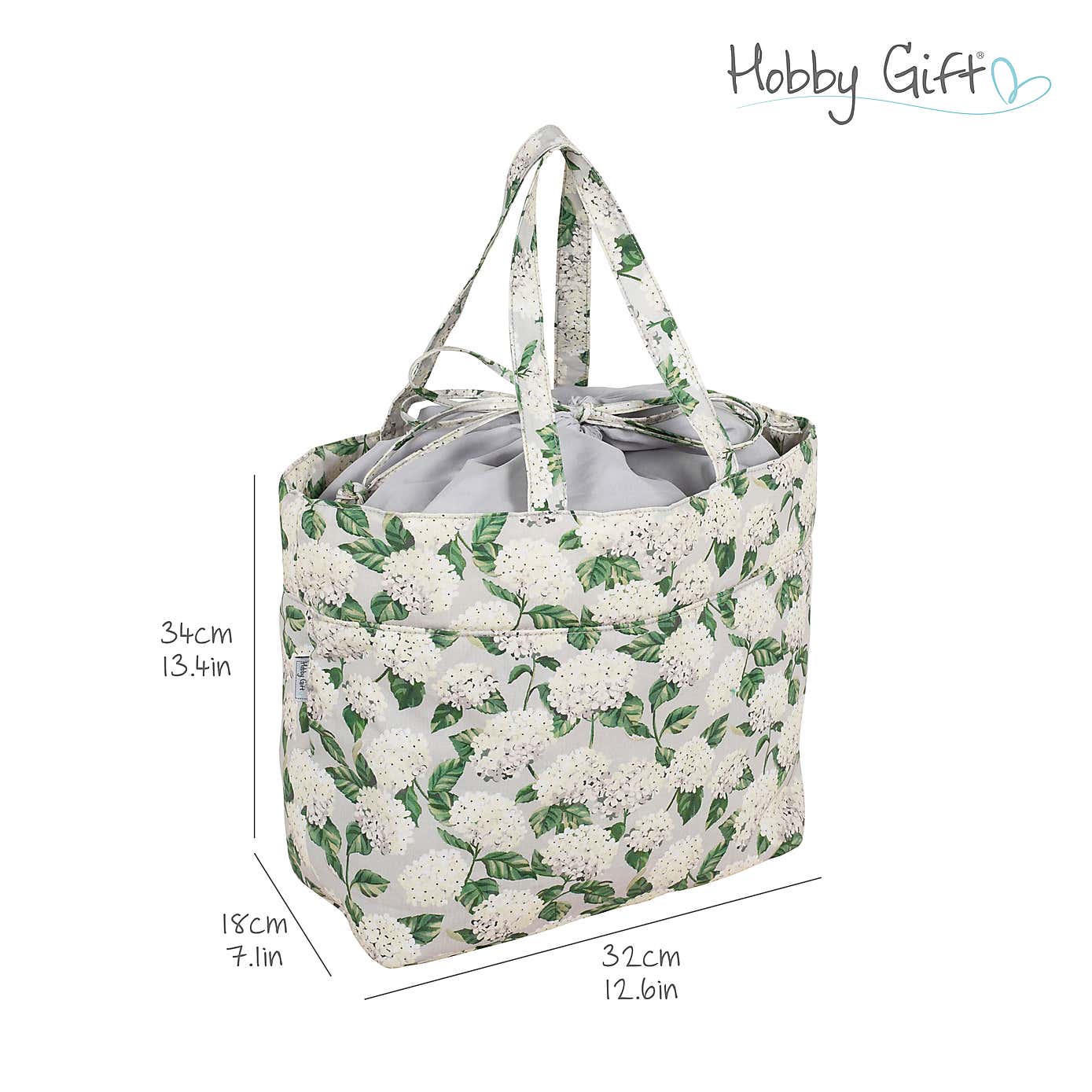 Hobby Gift Hydrangea Medium Drawstring Craft Bag