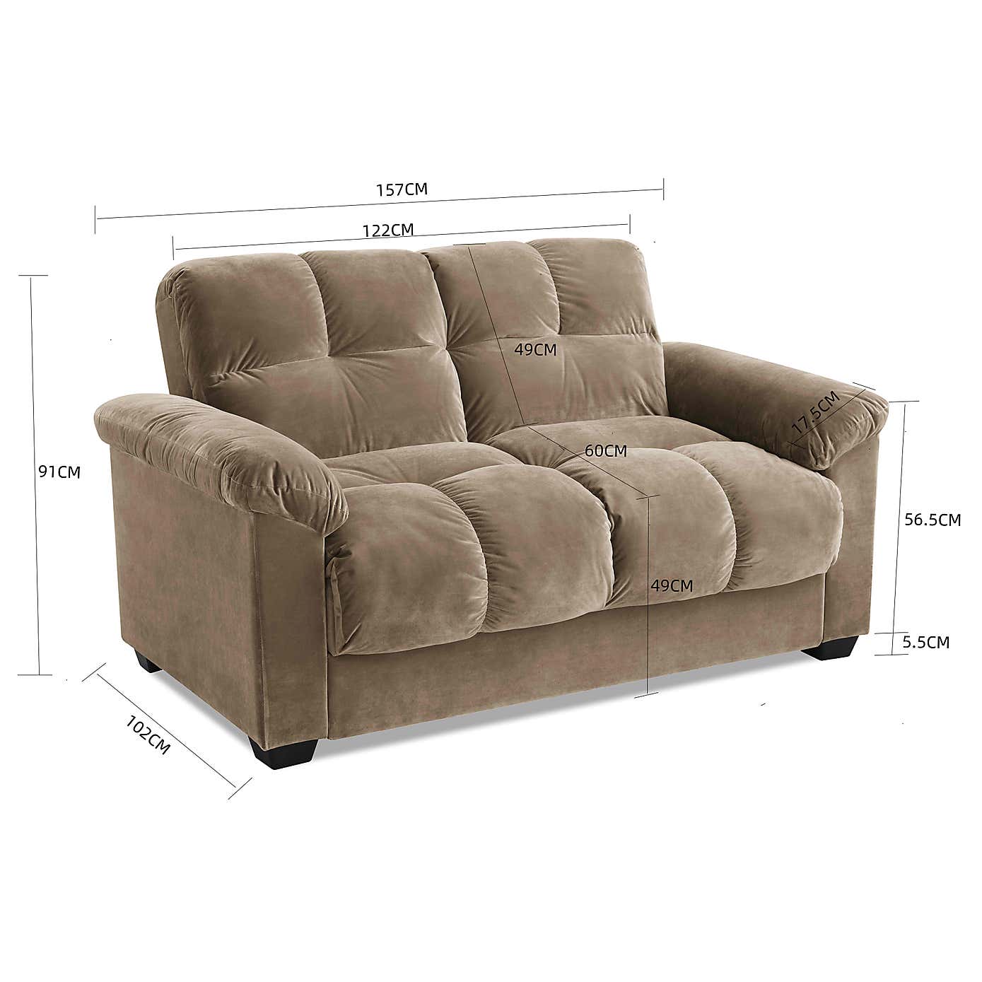 Margo Velvet 2 Seater Sofa Bed