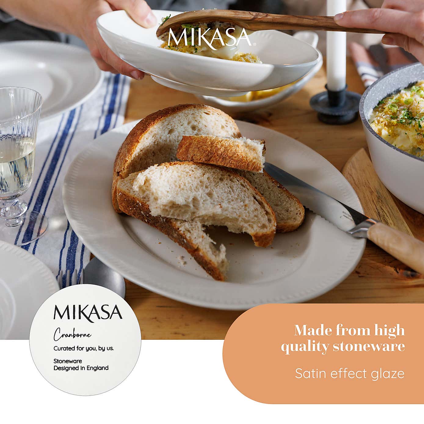 Mikasa Cranbourne White Stoneware Serving Platter