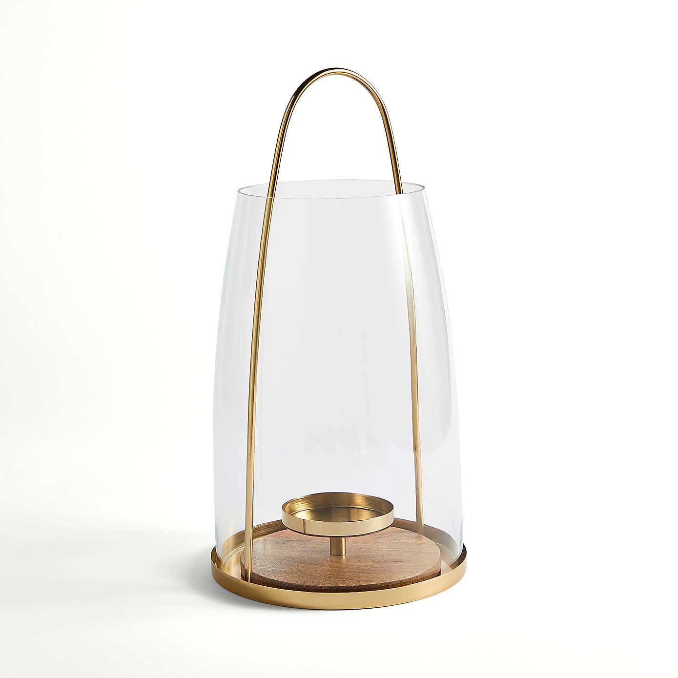 Gold and Wood Curved Lantern