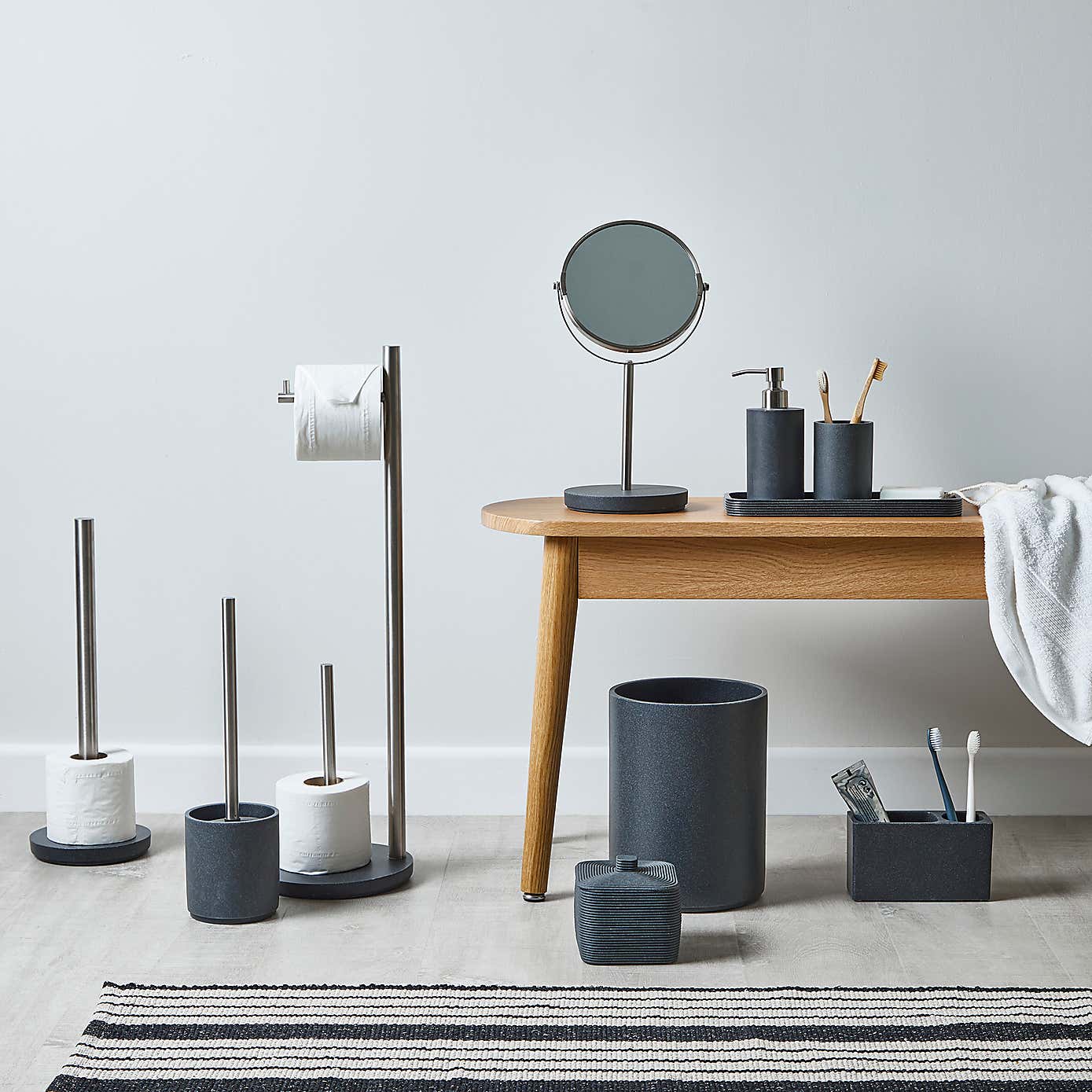 Grey Resin Electric Toothbrush Holder