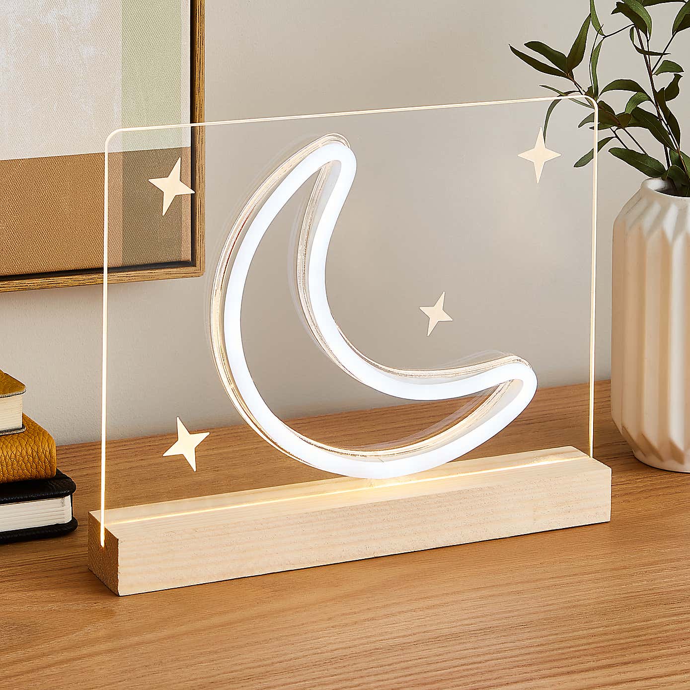 Moon and Stars Neon Table Light