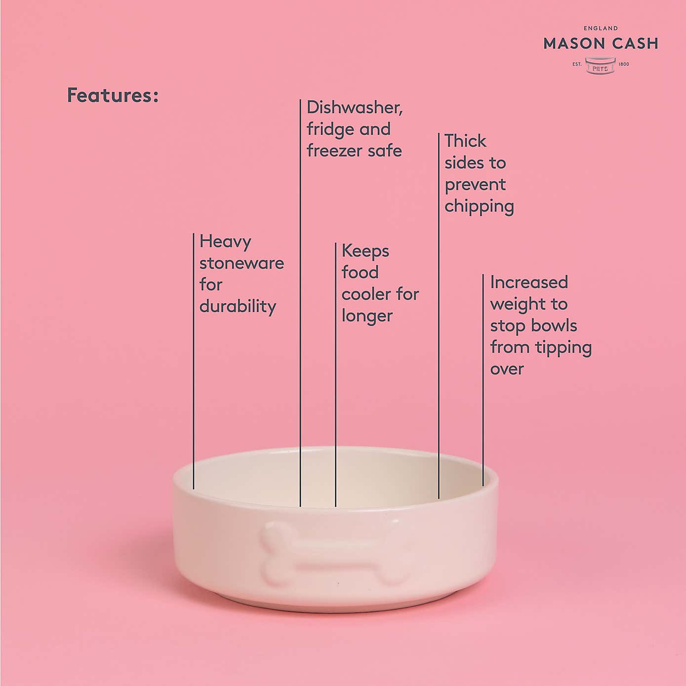 Mason Cash Set of 2 Bone Dog Bowls