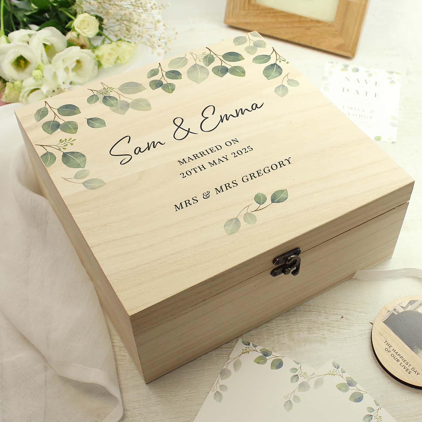 Personalised Botanical Wooden Keepsake Box
