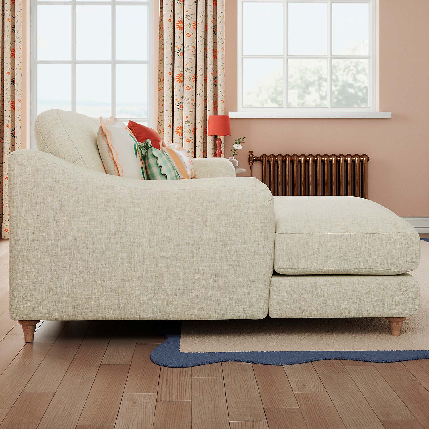 Hattie Slub Faux Linen Corner Chaise